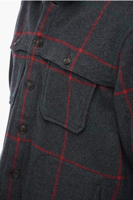 Checked Wool Blend MALONE Overshirt in Gray - Image 3