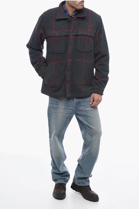 Checked Wool Blend MALONE Overshirt in Gray - Image 4