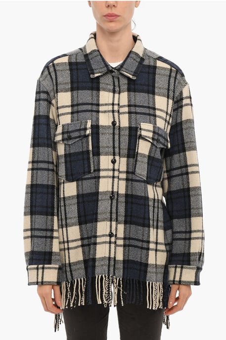Plaid Motif EXPLORER Overshirt with Double Breast Pocket and in Blue - Image 1
