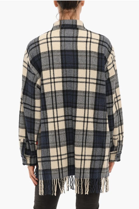 Plaid Motif EXPLORER Overshirt with Double Breast Pocket and in Blue - Image 2