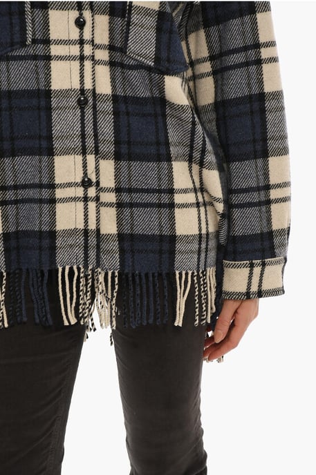 Plaid Motif EXPLORER Overshirt with Double Breast Pocket and in Blue - Image 4