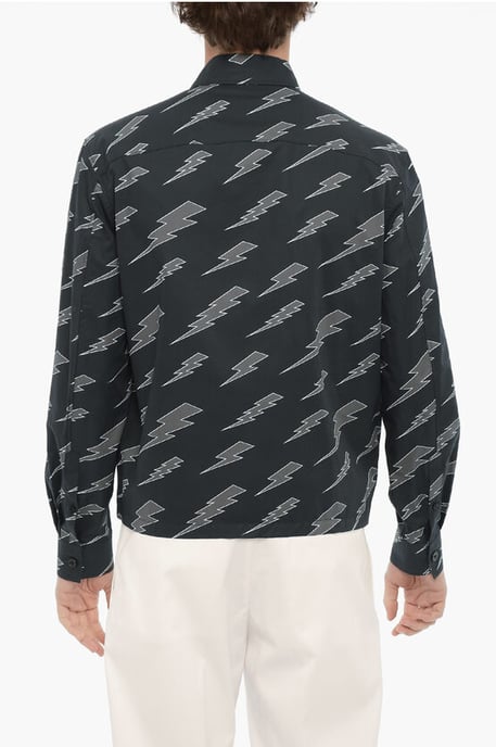 Printed Overshirt with Zip Closure in Blue - Image 2