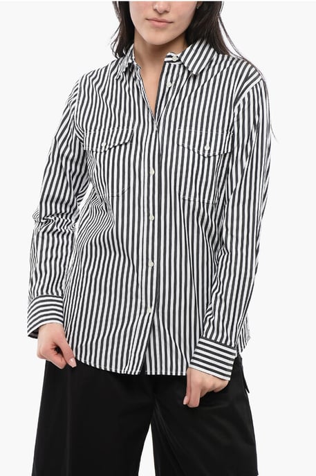 Awning Striped YARN Saharan Shirt in Black & White - Image 1