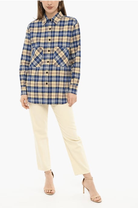 Double Breast Pockets Tartan Check Shirt in Multicolor - Image 4