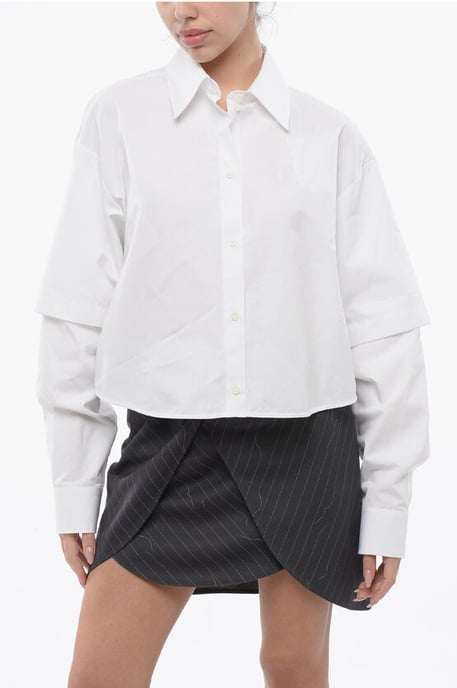 Double-layered BOOKISH Shirt with Embroidered Logo in White - Image 1