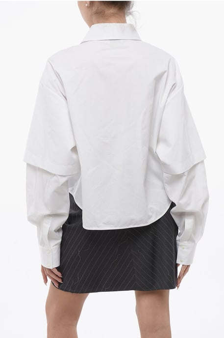 Double-layered BOOKISH Shirt with Embroidered Logo in White - Image 2