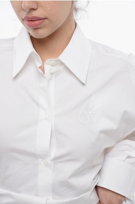 Double-layered BOOKISH Shirt with Embroidered Logo in White - Image 3