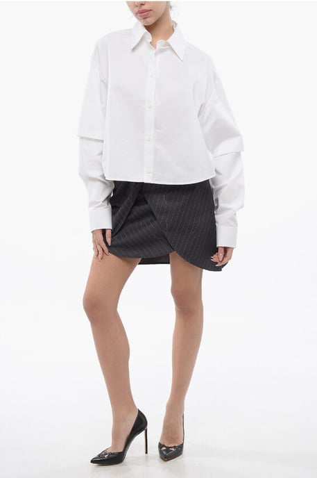 Double-layered BOOKISH Shirt with Embroidered Logo in White - Image 4