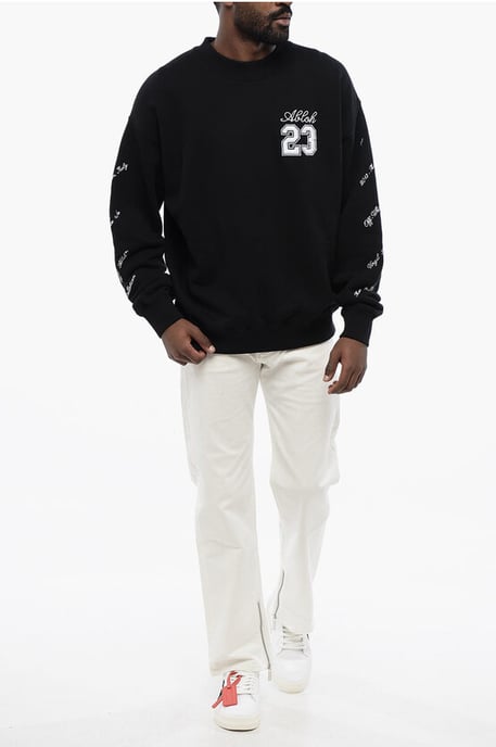 Svart bomulls-tröja med rund hals och 23 LOGO SKATE-mönster - Image 4