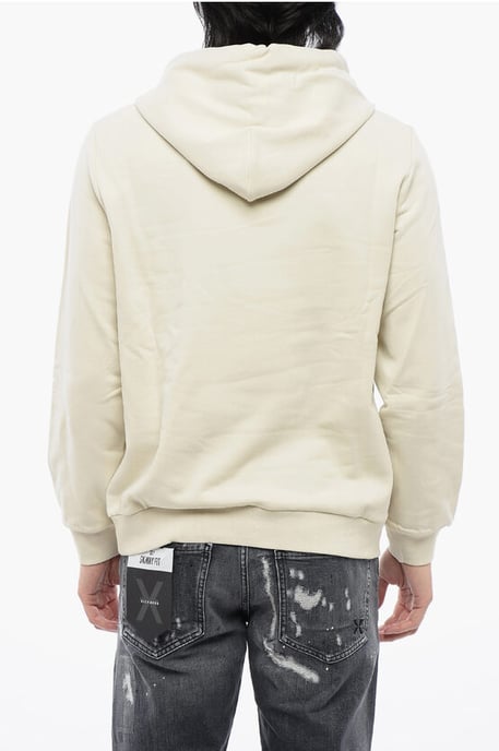 Brushed Cotton Hoodie With Embroidered Logo in Beige - Image 2