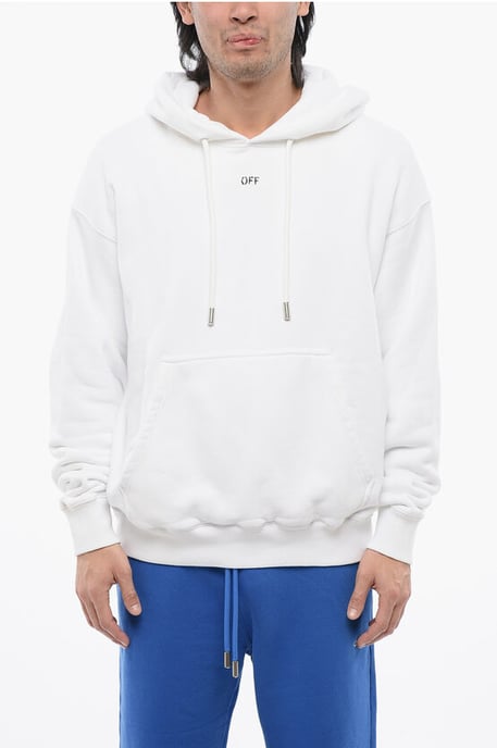 Brushed Cotton OFF Hoodie in White - Image 1