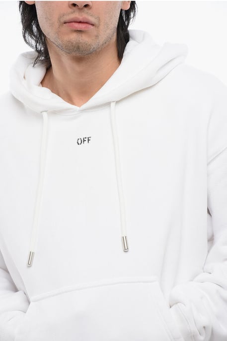 Brushed Cotton OFF Hoodie in White - Image 3