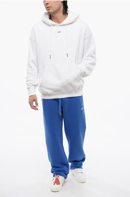 Brushed Cotton OFF Hoodie in White - Image 4