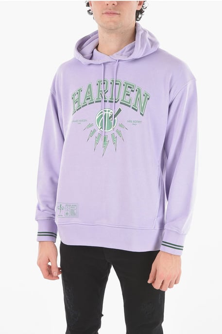 JAMES HARDEN x NEIL BARRETT Easy Fit Hoodie med tryckt stock i violett - Image 1
