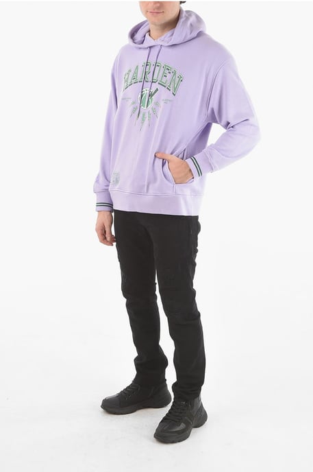 JAMES HARDEN x NEIL BARRETT Easy Fit Hoodie med tryckt stock i violett - Image 4