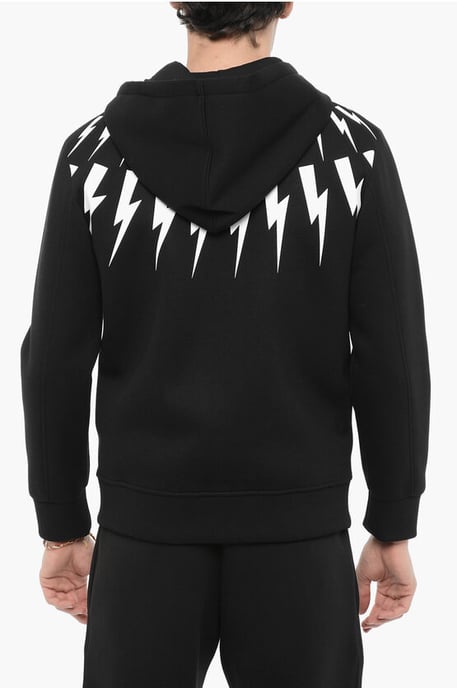 Slim fit FAIRISLE THUNDELBOLT neoprenhuvtröja i svart - Image 2