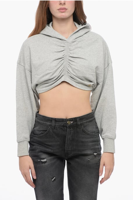 Cotton Cropped Hoodie in Gray - Image 1