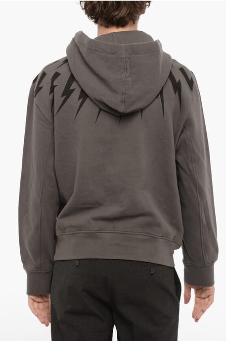 Easy Fit hoodie With ThunderBolt Print in Gray - Image 2