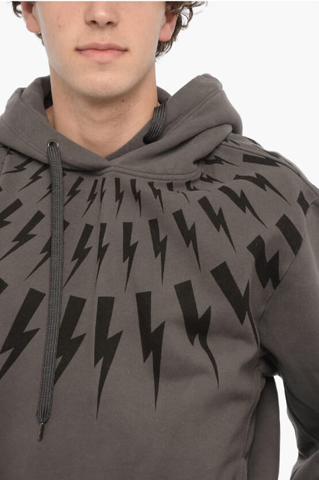 Easy Fit hoodie With ThunderBolt Print in Gray - Image 3