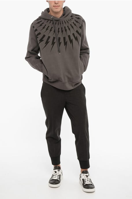 Easy Fit hoodie With ThunderBolt Print in Gray - Image 4