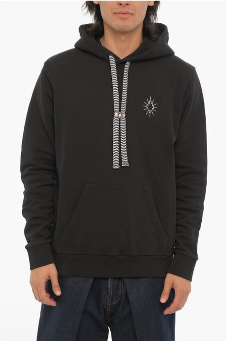 Cotton ECLIPSE Hoodie With Patch Pocket in Black - Image 1