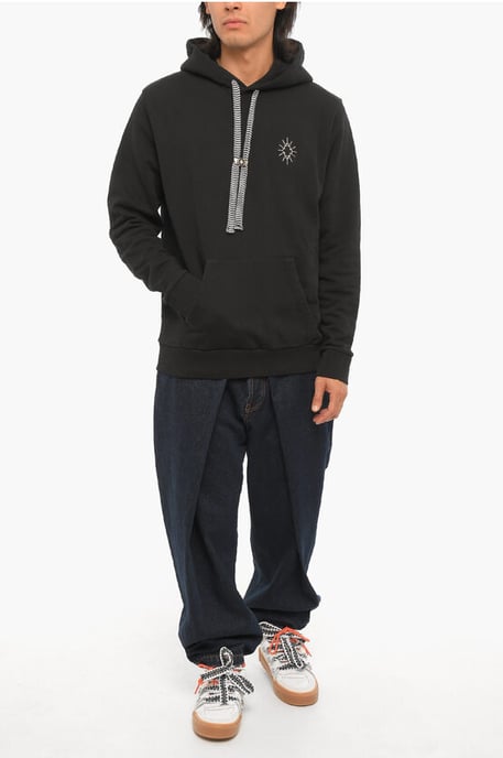 Cotton ECLIPSE Hoodie With Patch Pocket in Black - Image 4