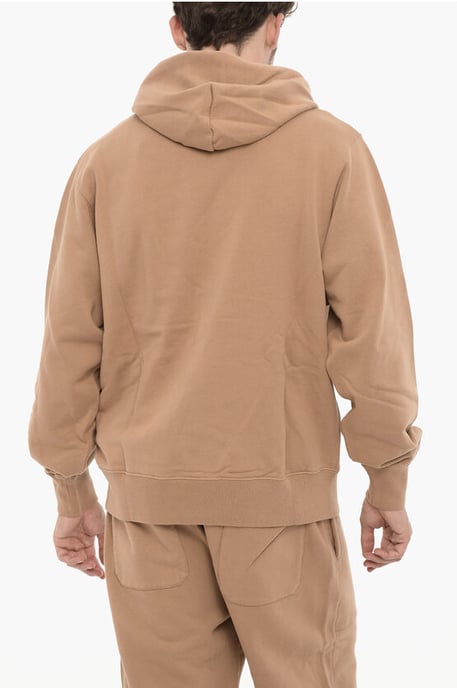Fleeced Cotton Hoodie with Two pockets in Brown - Image 2