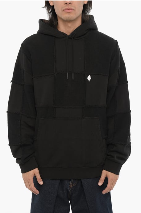 Solid Color Cotton Hoodie in Black - Image 1