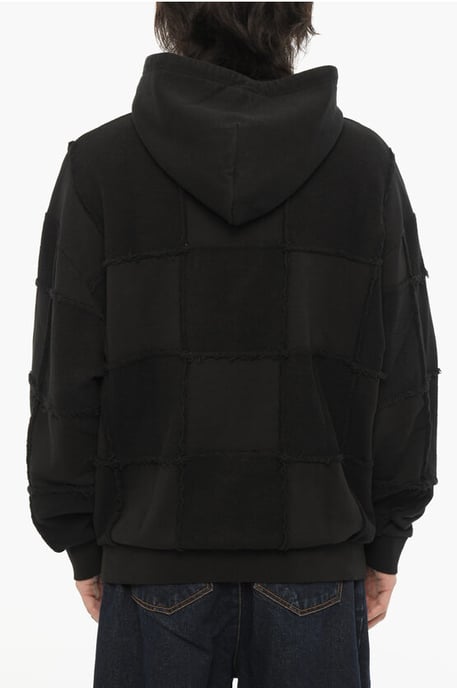 Solid Color Cotton Hoodie in Black - Image 2