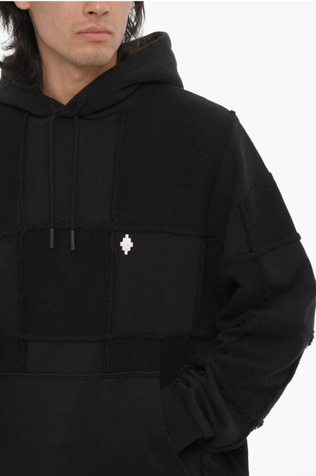 Solid Color Cotton Hoodie in Black - Image 3
