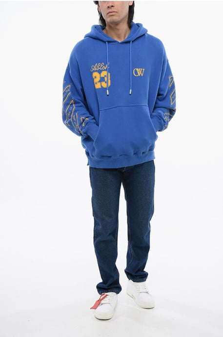 Brushed Cotton OW23 Skate Fit Hoodie in Blue - Image 4