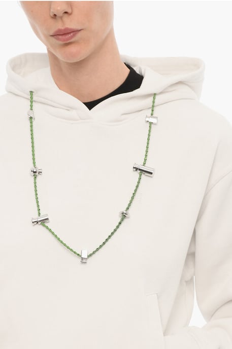 Solid Color STOPPERS Hoodie with Removable Chain in White - Image 3