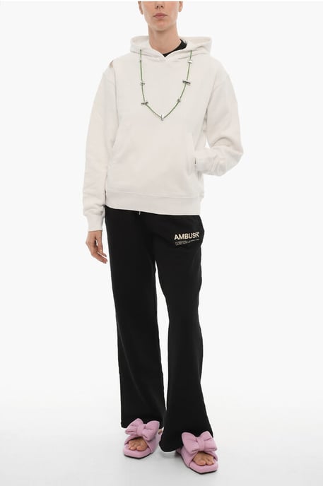 Solid Color STOPPERS Hoodie with Removable Chain in White - Image 4