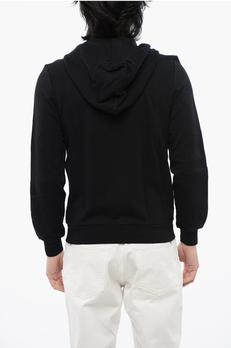 Brushed Cotton Zipped Hoodie With Strass Tribal in Black - Image 2