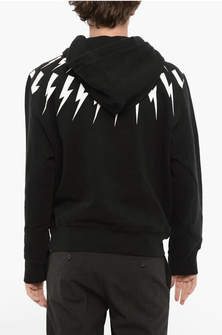 FAIRISLE THUNDERBOLT-huvtröja i fleece i bomull i svart - Image 2