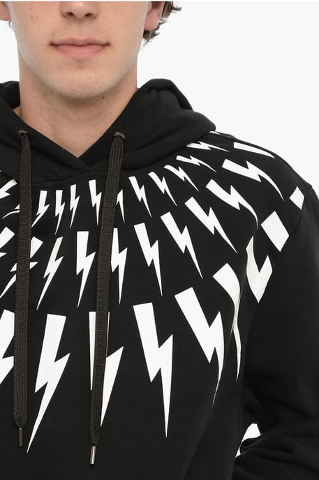 FAIRISLE THUNDERBOLT-huvtröja i fleece i bomull i svart - Image 3