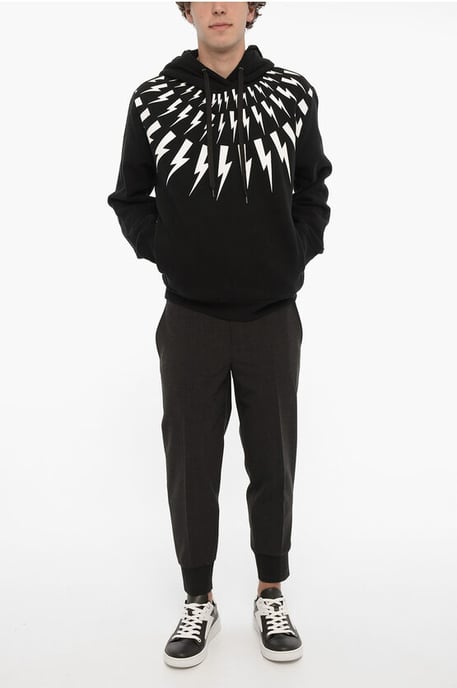 FAIRISLE THUNDERBOLT-huvtröja i fleece i bomull i svart - Image 4
