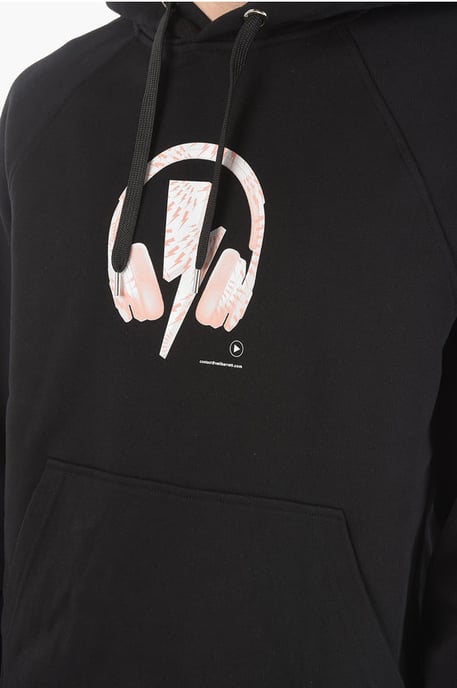 Tryckt logotyp DJ BOLT-huvtröja i svart - Image 3