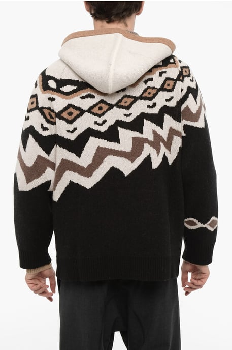 Boxig ulltröja med huva i beige, Nero - Image 2