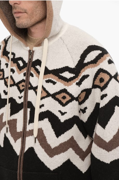Boxig ulltröja med huva i beige, Nero - Image 3