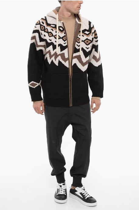 Boxig ulltröja med huva i beige, Nero - Image 4
