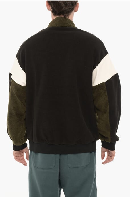 Fleeced Color Block KIMONO Sweatshirt in Nero, Verde - Image 2