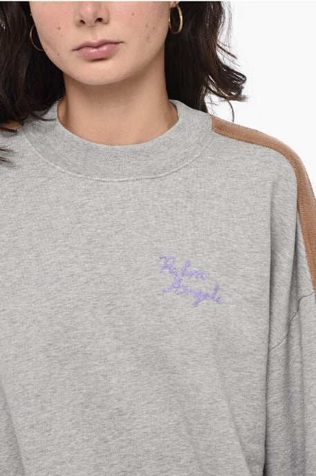 Embroidered Crewneck Sweater With Teddy Contrasting Bands - Image 3