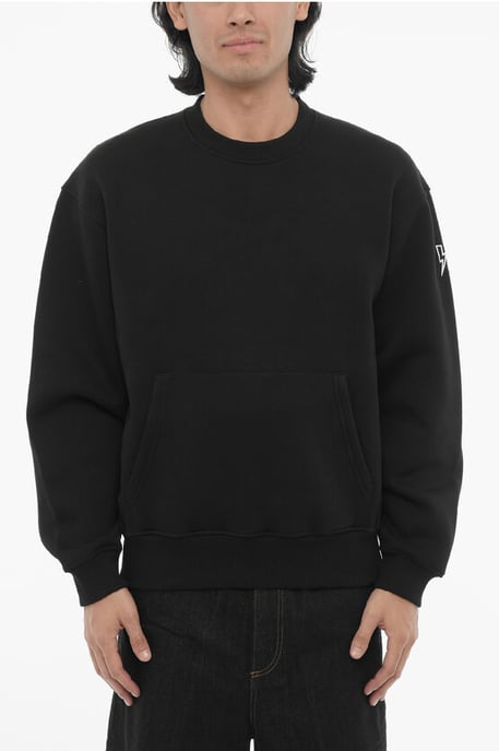 Fleecekatoenmix Easy Fit ronde hals sweatshirt in zwart - Image 1
