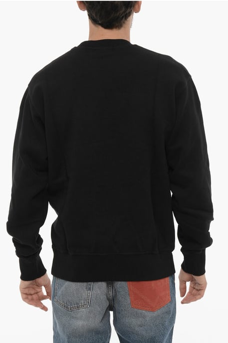 Sweatshirt met ronde hals van geborsteld katoen en bedrukt logo in het zwart - Image 2
