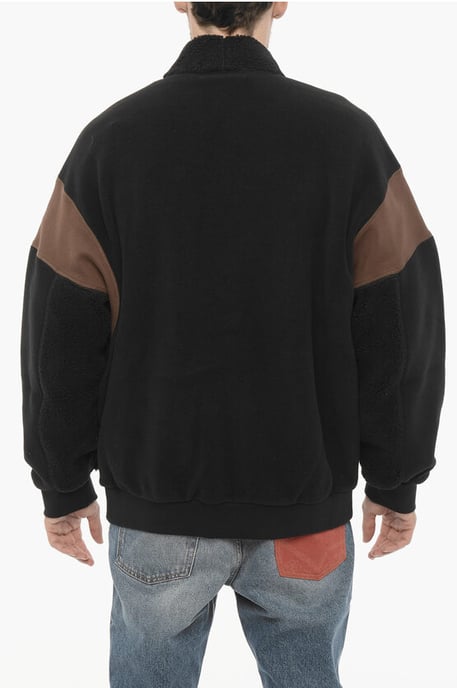 Fleeced Two-Tone KIMONO Sweatshirt in Marrone, Nero - Image 2