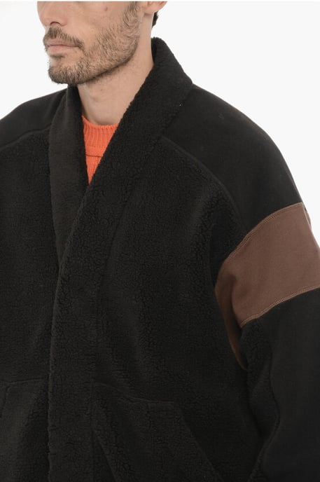 Fleeced Two-Tone KIMONO Sweatshirt in Marrone, Nero - Image 3