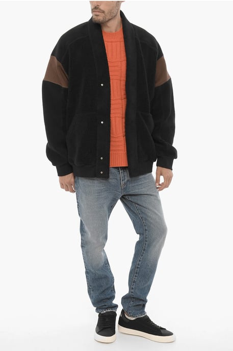Fleeced Two-Tone KIMONO Sweatshirt in Marrone, Nero - Image 4