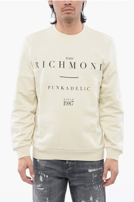 Brushed Cotton Crewneck Sweatshirt With Logo Print - Image 1