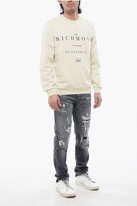 Brushed Cotton Crewneck Sweatshirt With Logo Print - Image 4